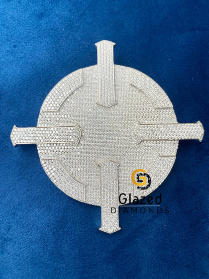 925 Silver Bust Down Disc Moissanite Rappers Pendant