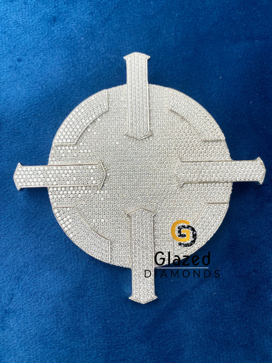 925 Silver Bust Down Disc Moissanite Rappers Pendant