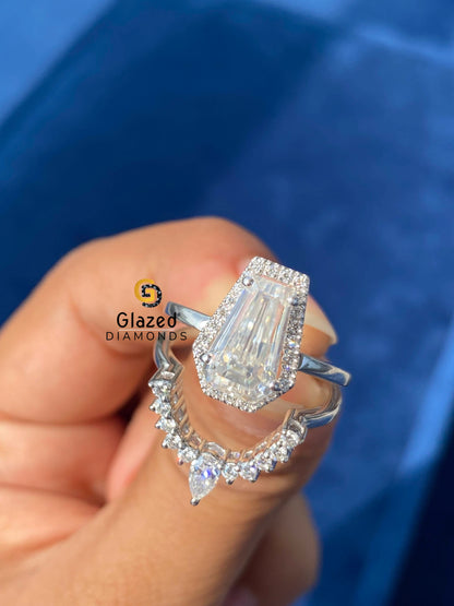 925 Silver Coffin Cut Moissanite Diamod Ring For Her