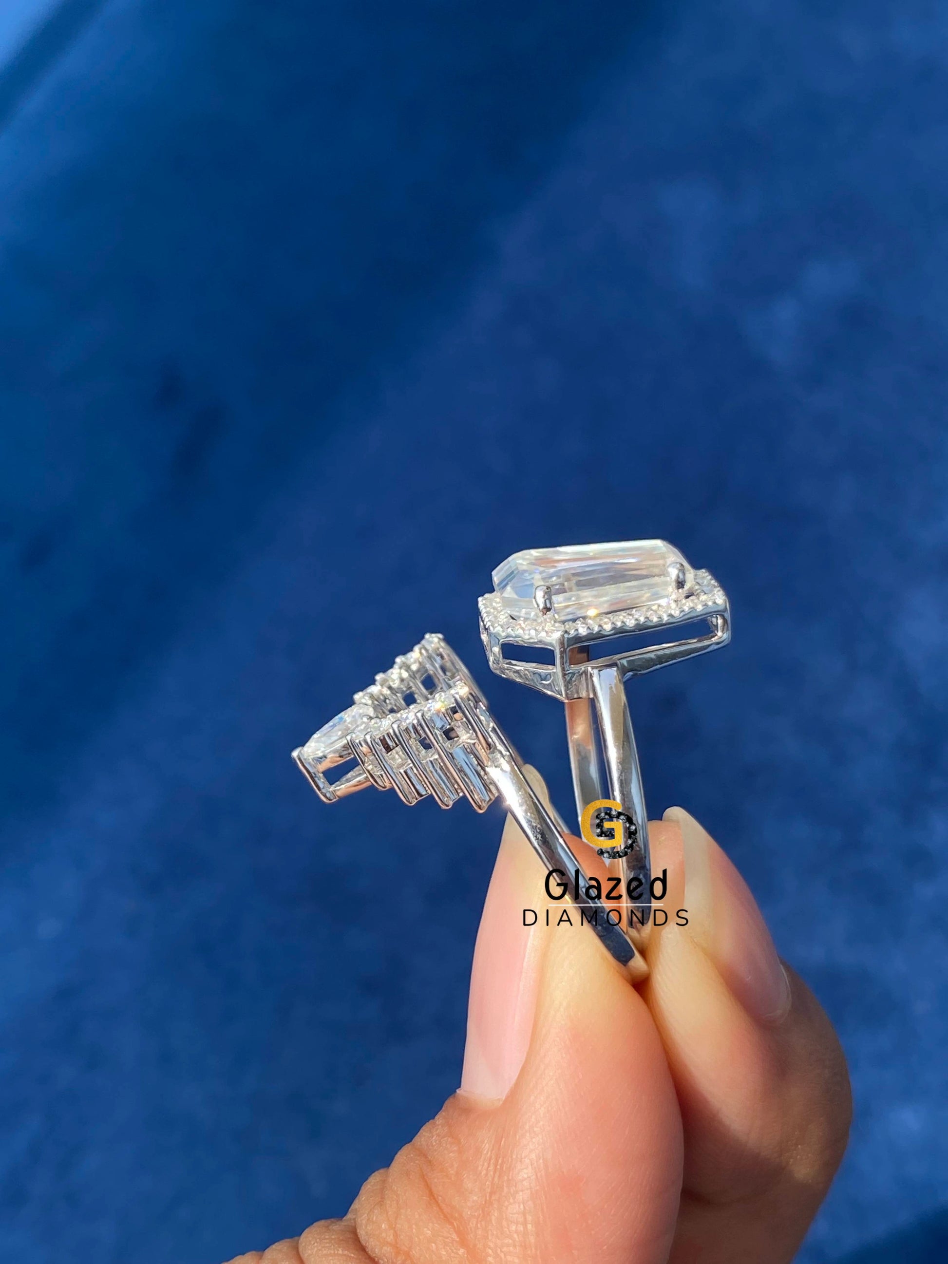 925 Silver Coffin Cut Moissanite Diamond Ring