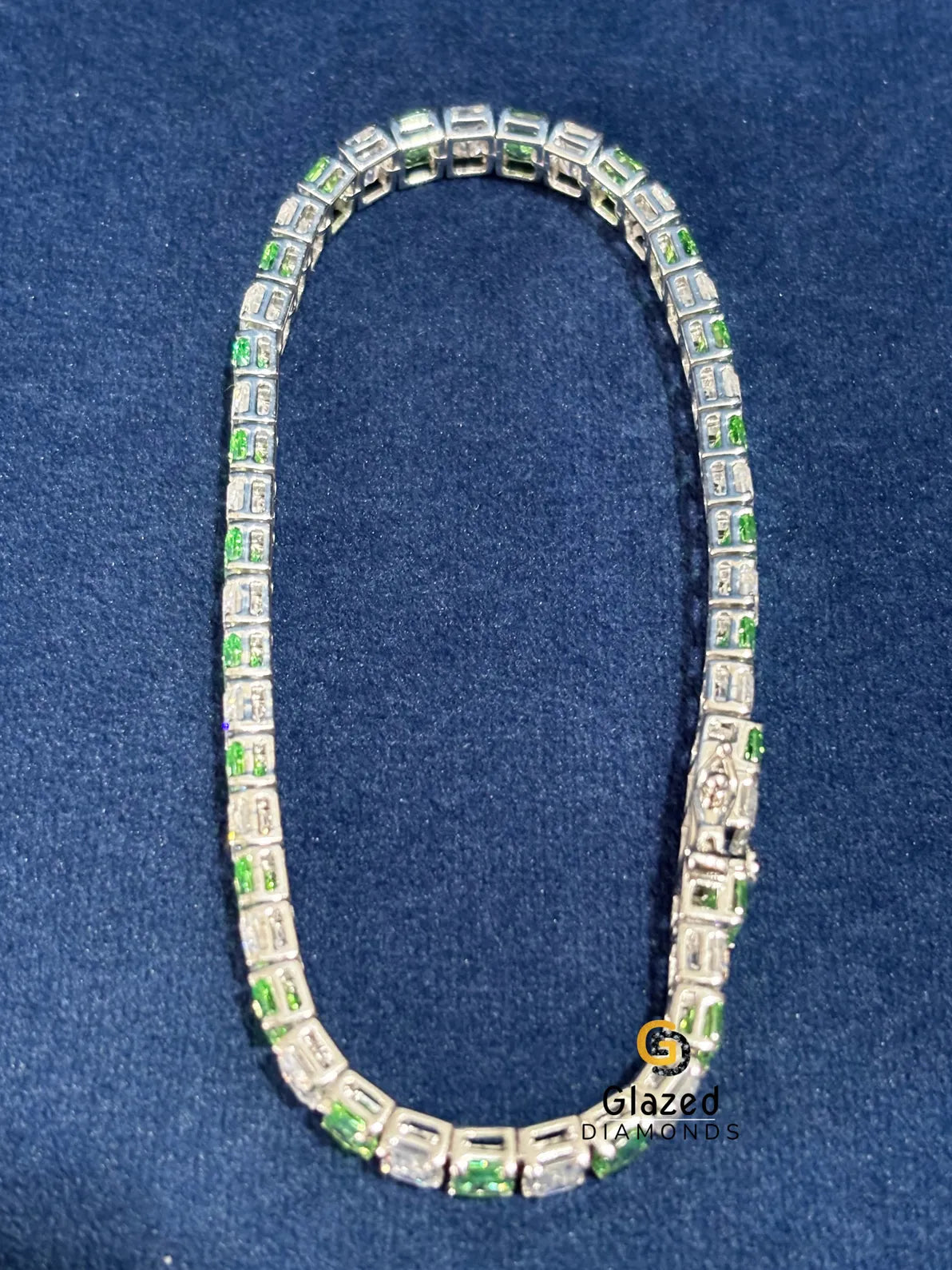 925 Silver Colorled Stone Radiant_Emerald Moissanite Bracelet