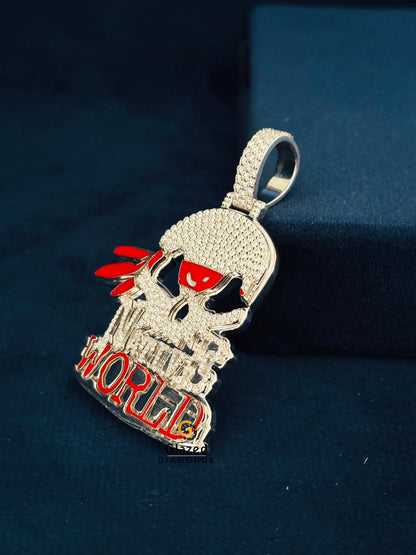 925 Silver Custom Head Skull Moissanite Hip Hop Pendant For Men