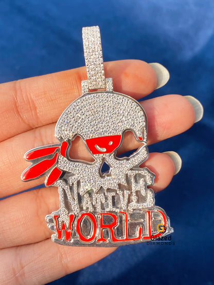925 Silver Custom Head Skull Moissanite Pendant