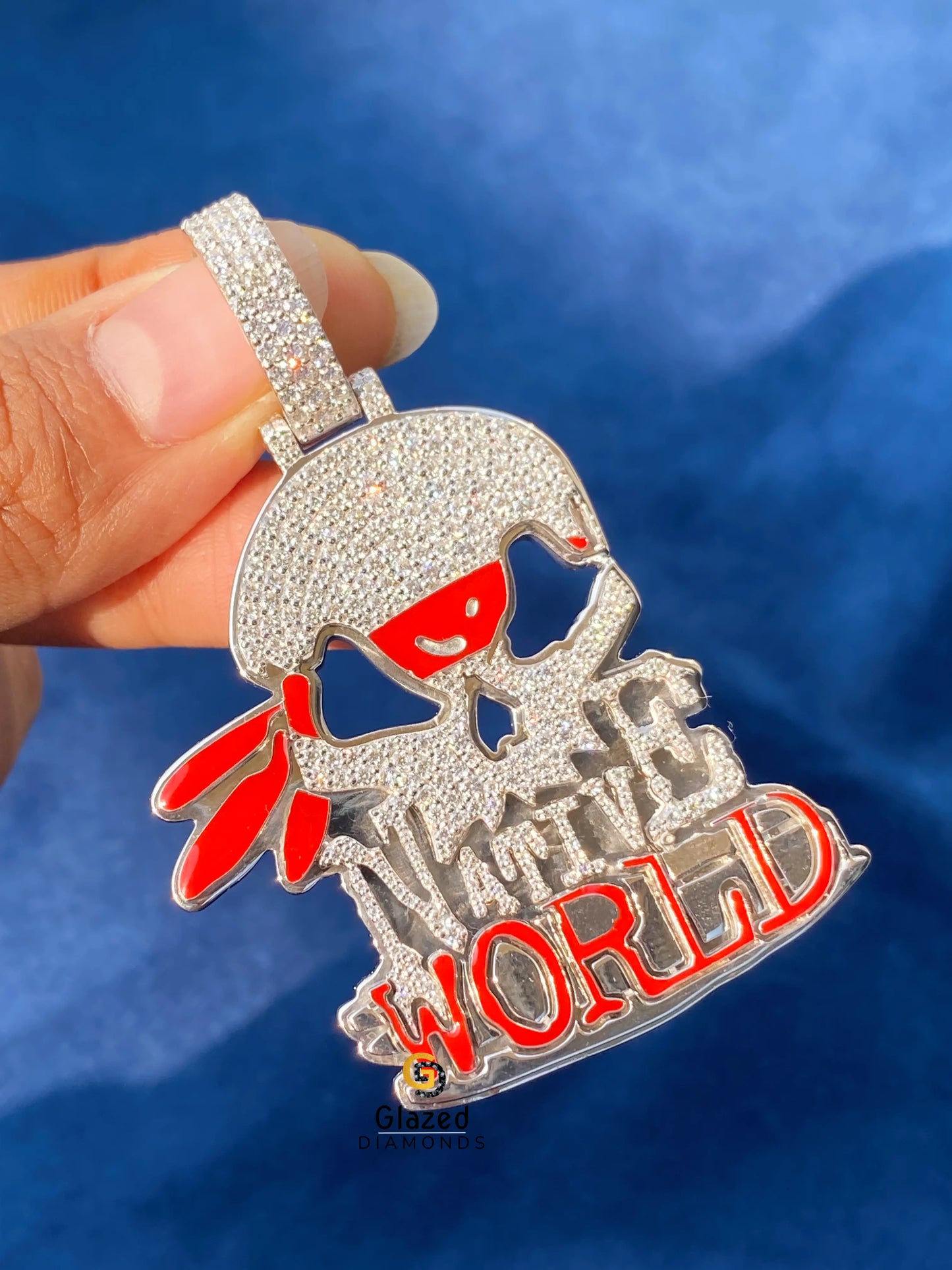 925 Silver Custom Head Skull Moissanite Pendant For Men