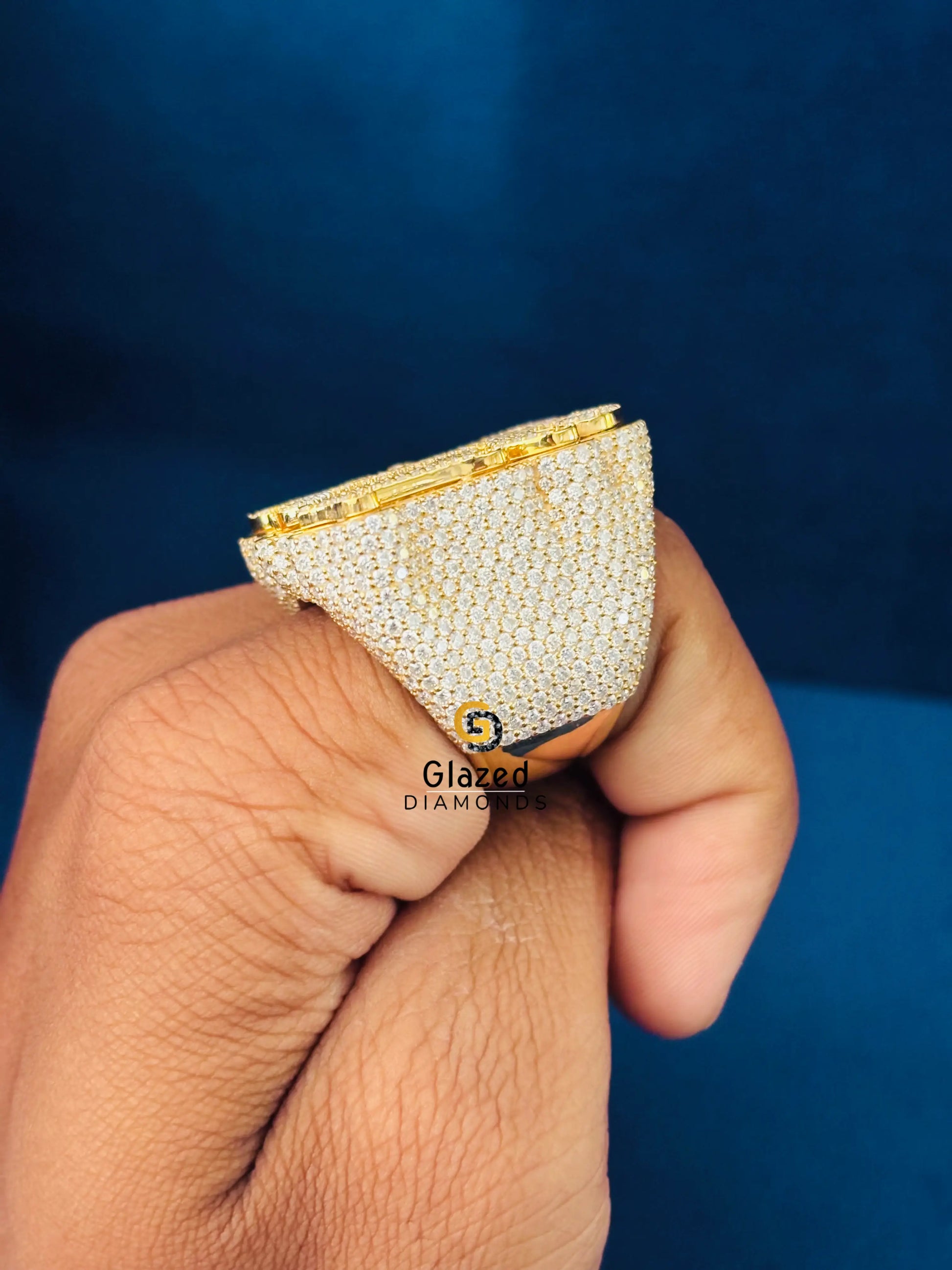 925 Silver Custom Iced Out Moissanite Hip Hop Ring For Men