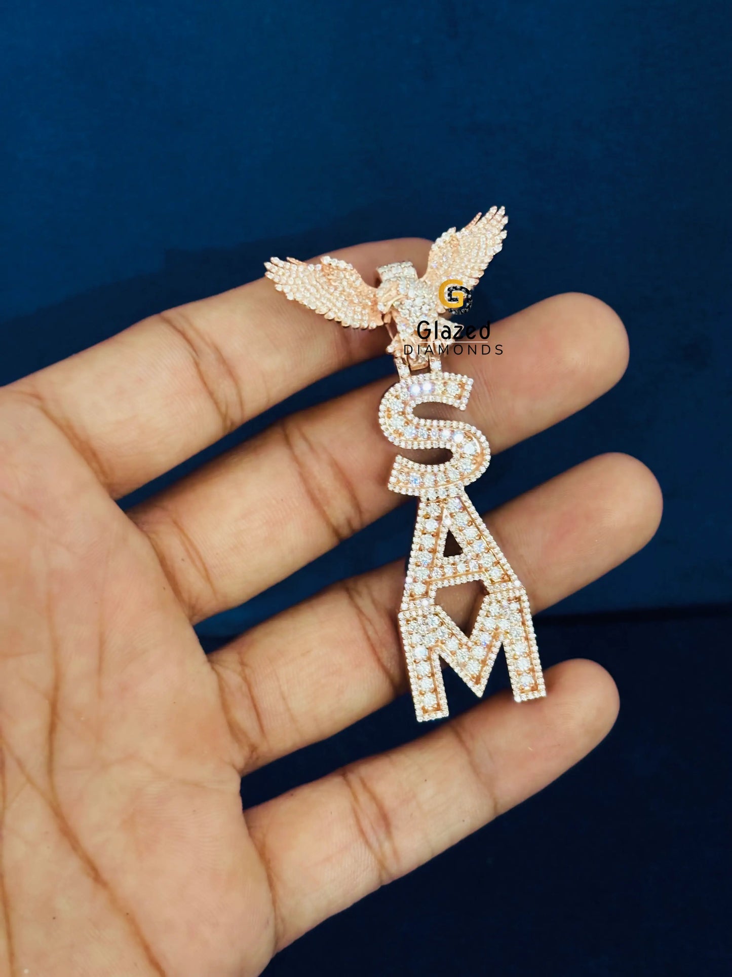 925 Silver Custom Initial Name Letter Moissanite Pendant For Men