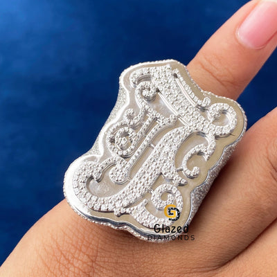 925 Silver Customized Letter Round Moissanite Hip Hop Ring