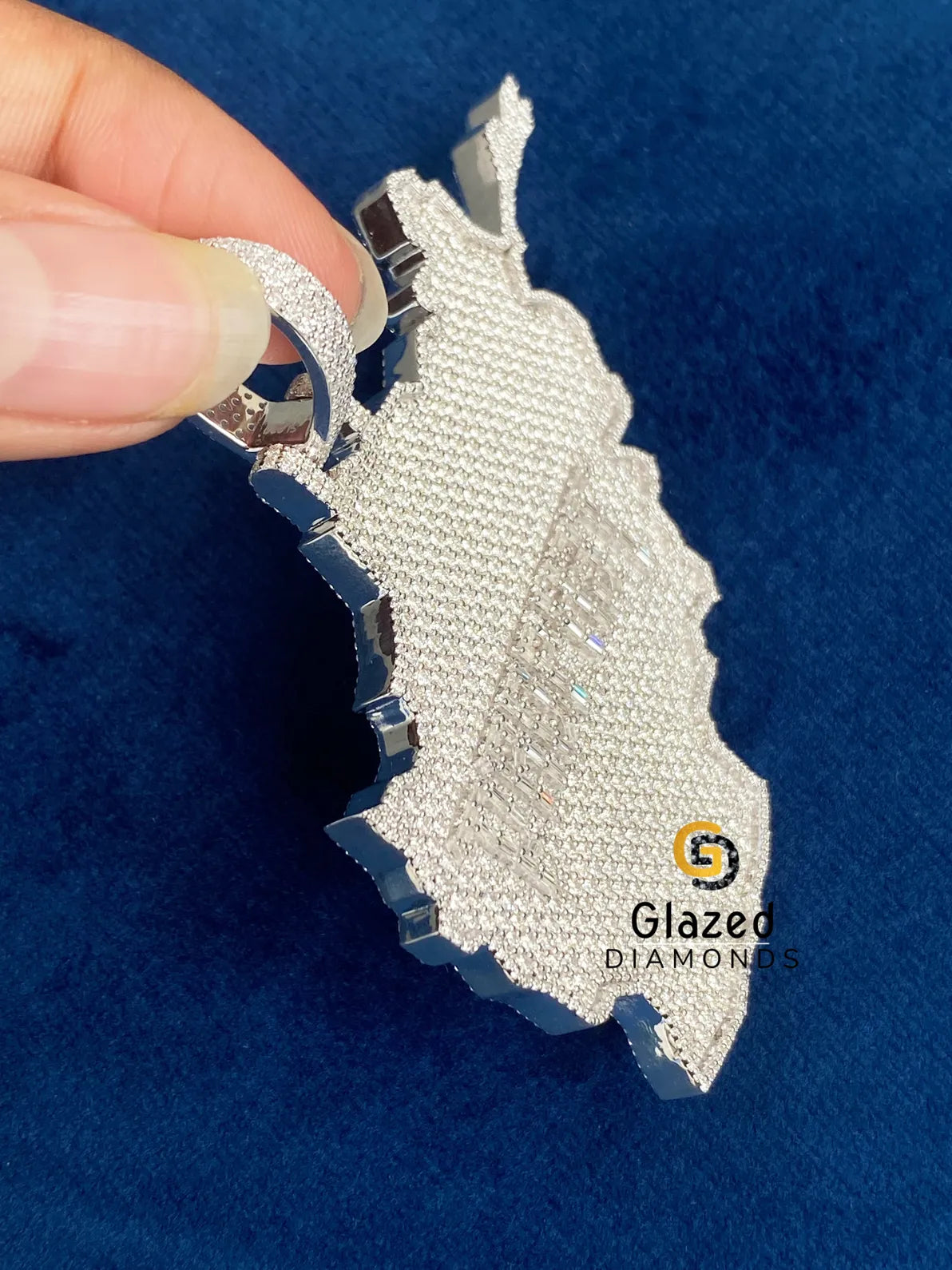 925 Silver Double Diamond Studded Hip Hop Pendant
