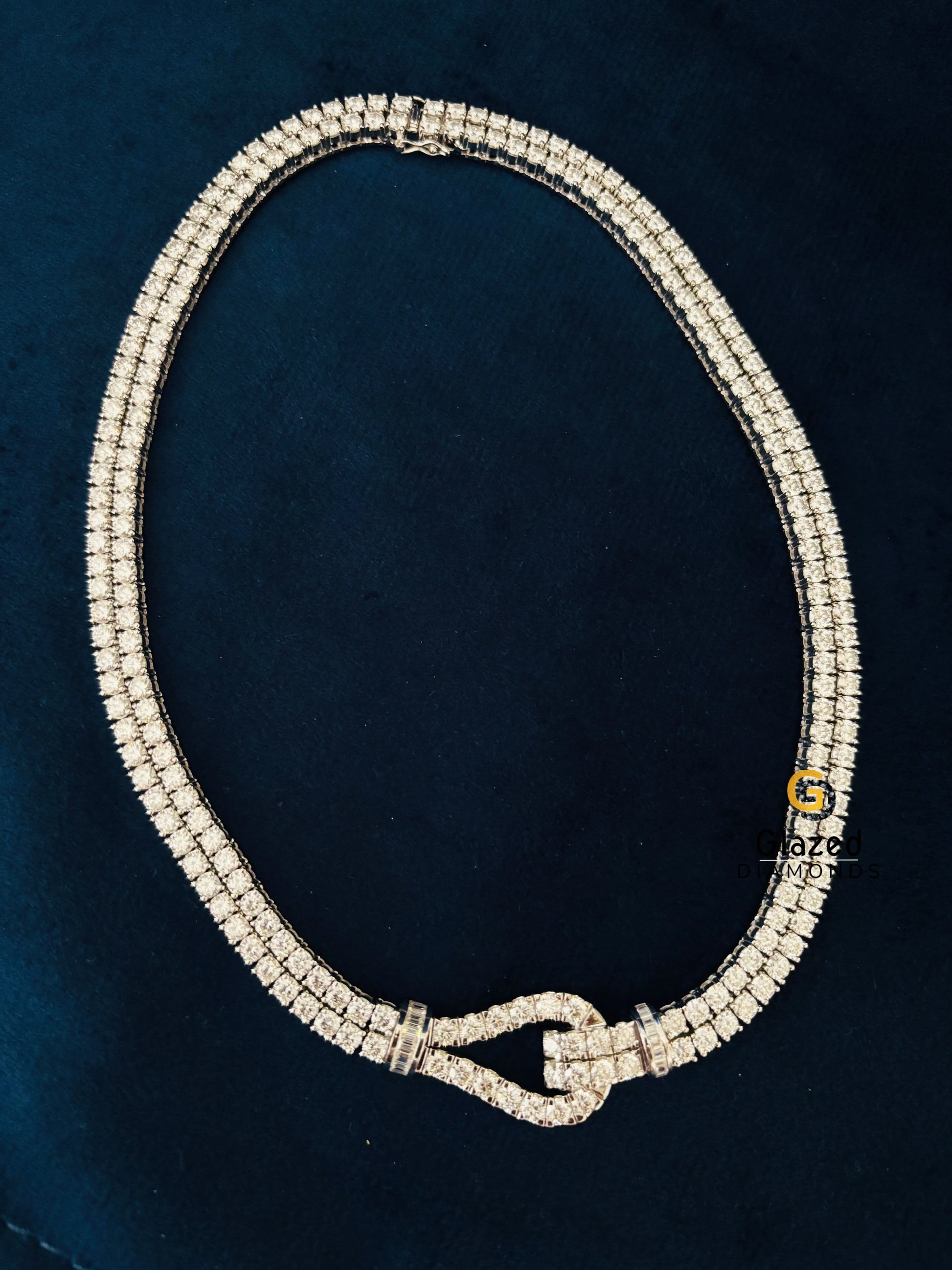 925 Silver Double Row Round Moissanite Tennis Necklace