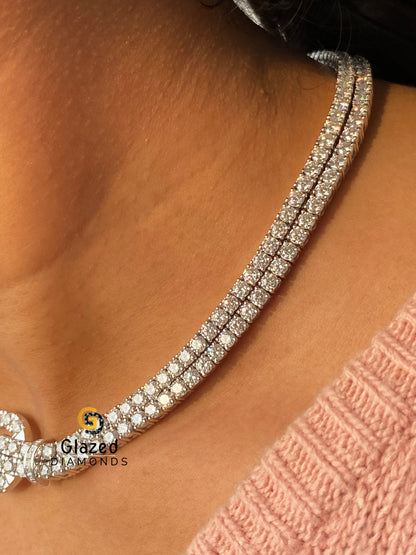 925 Silver Double Row Tennis Necklace For Women