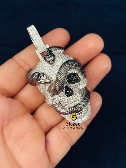 925 Silver Ghost Skull Face Moissanite Pendant