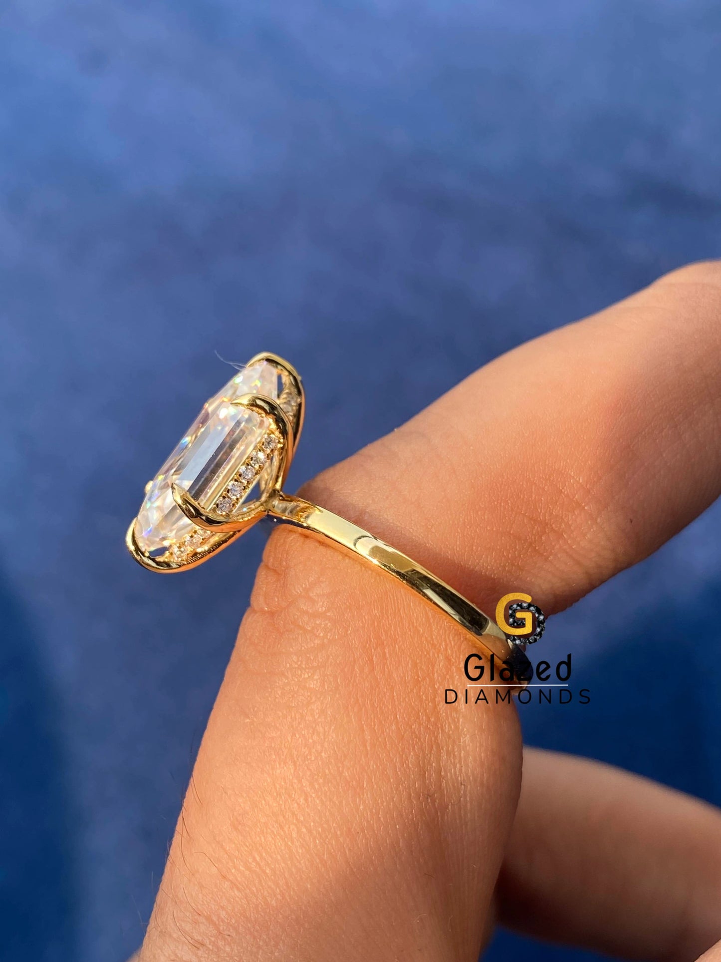 925 Silver Hexagon Cut Moissanite Ring