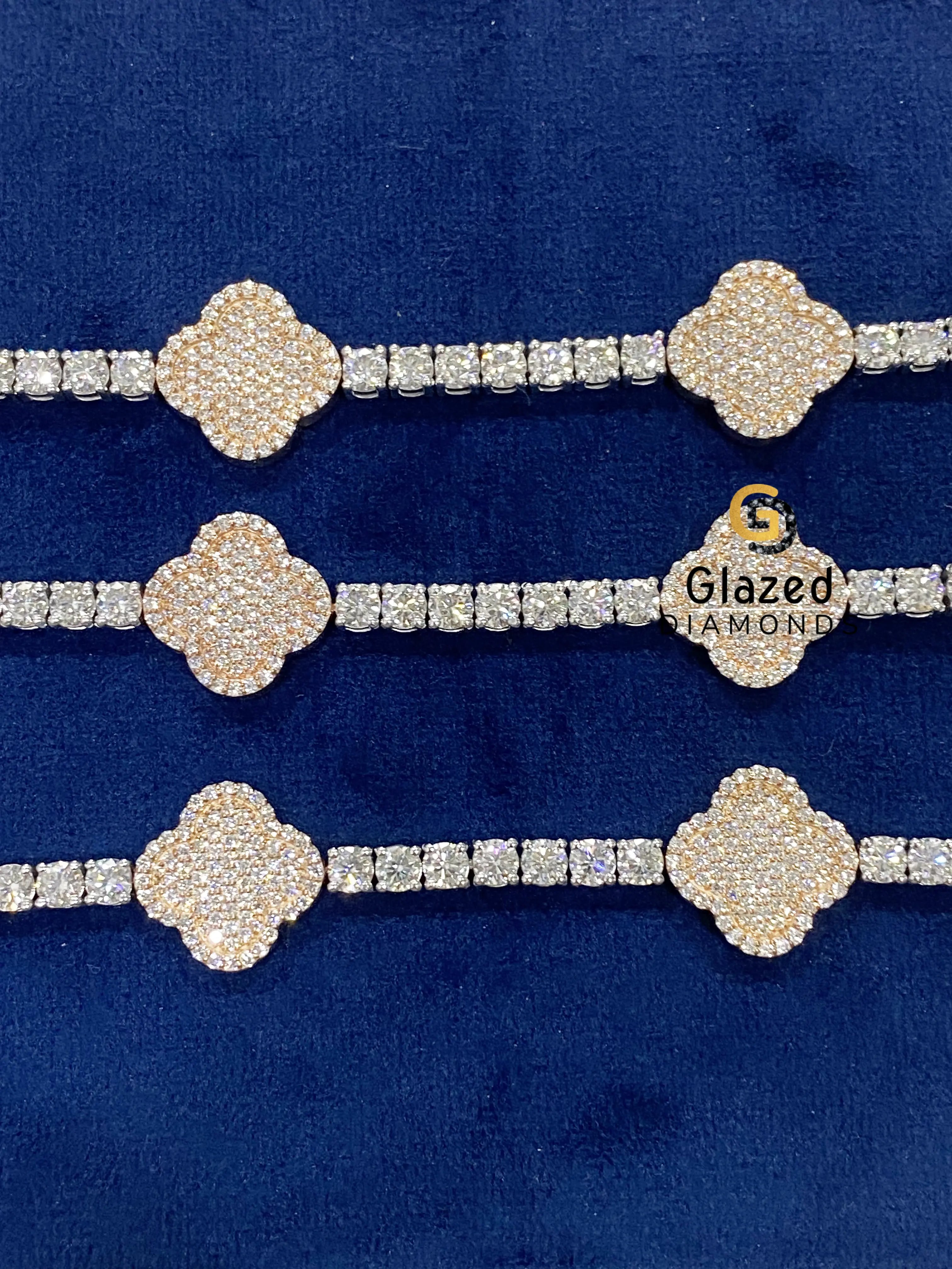 925 Silver Hip Hop Bracelet Round Brilliant Moissanite