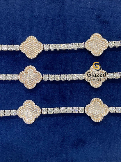 925 Silver Hip Hop Bracelet Round Brilliant Moissanite