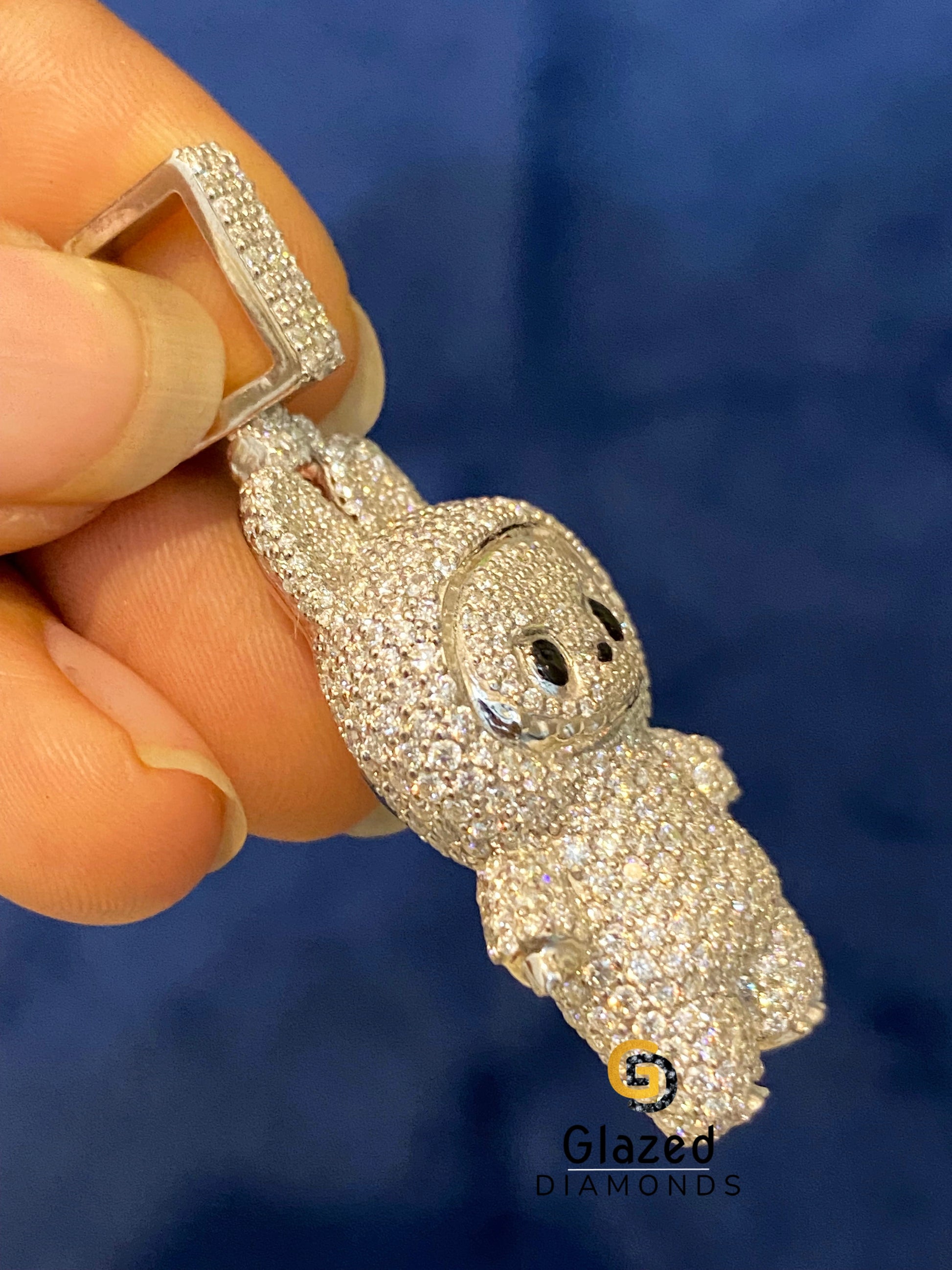 925 Silver Hip Hop Moissanite Labubu Pendant