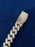925 Silver Hip Hop Round Moissanite Cuban Link Bracelet