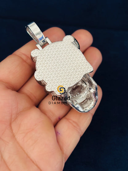 925 Silver Iced Out Skull Moissanite Pendant