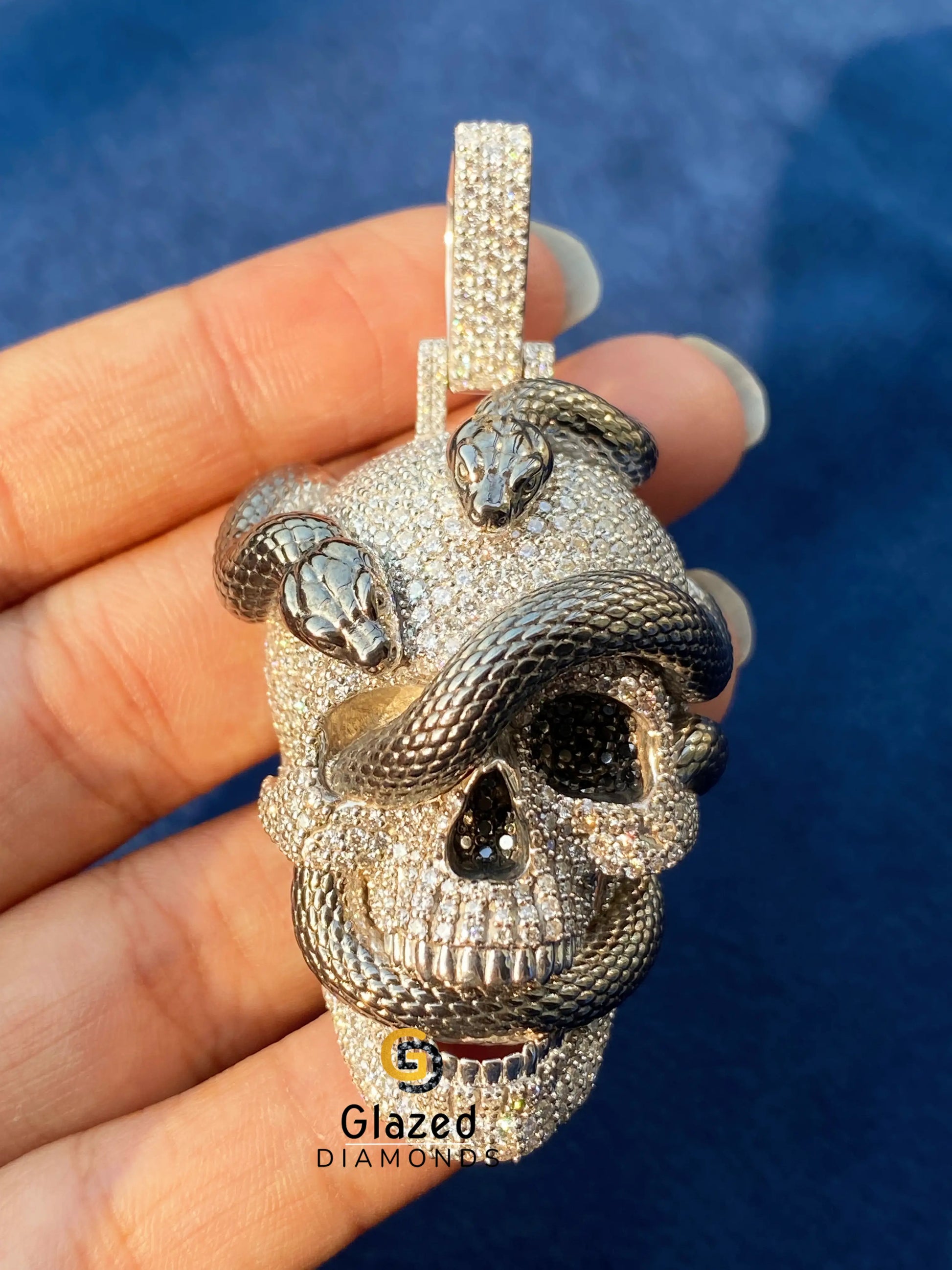 925 Silver Iced Out Skull Moissanite Pendant For Men