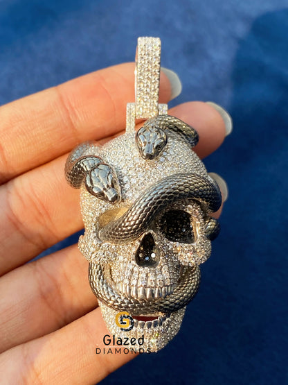925 Silver Iced Out Skull Moissanite Pendant For Men