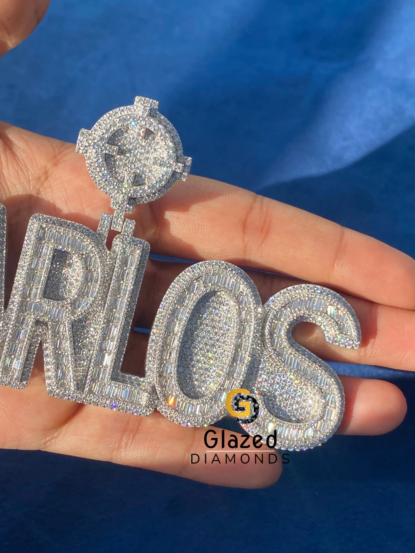 925 Silver Initial Latter Diamond Pendant For Men
