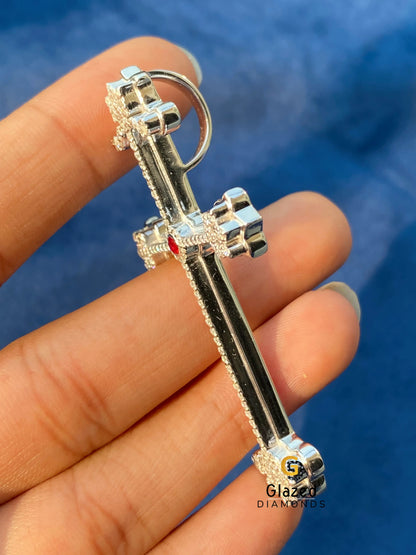 925 Silver Lotus Cross Pendant