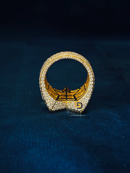 925 Silver Moissanite Baguette_ Round Ring