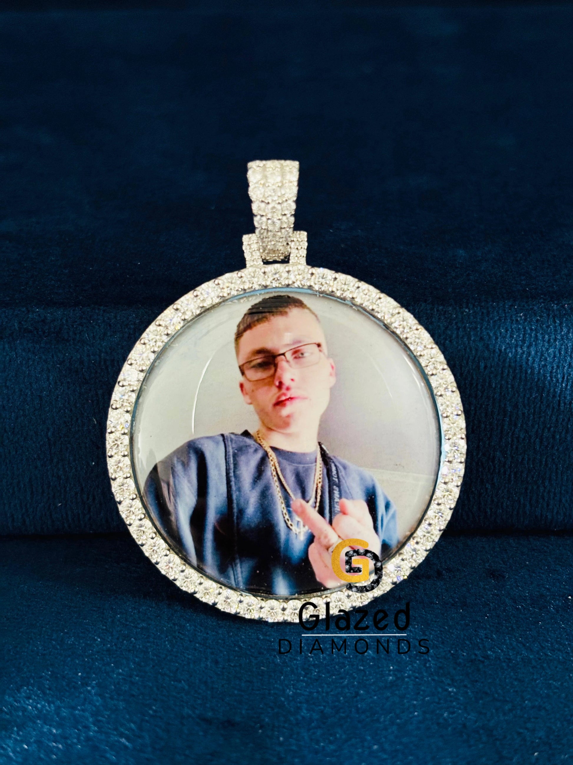 925 Silver Moissanite Bust Down 3D Photo Pendant