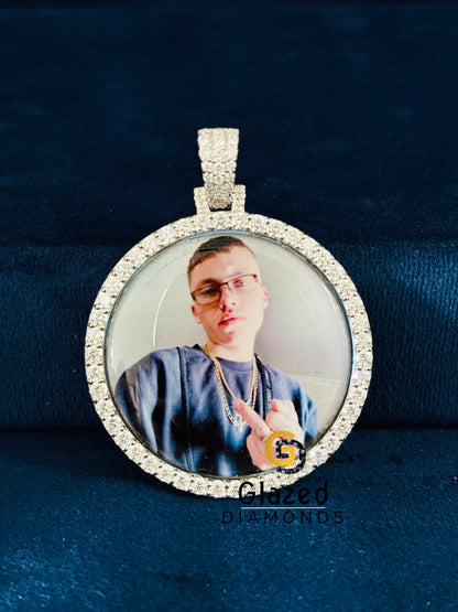 925 Silver Moissanite Bust Down 3D Photo Pendant