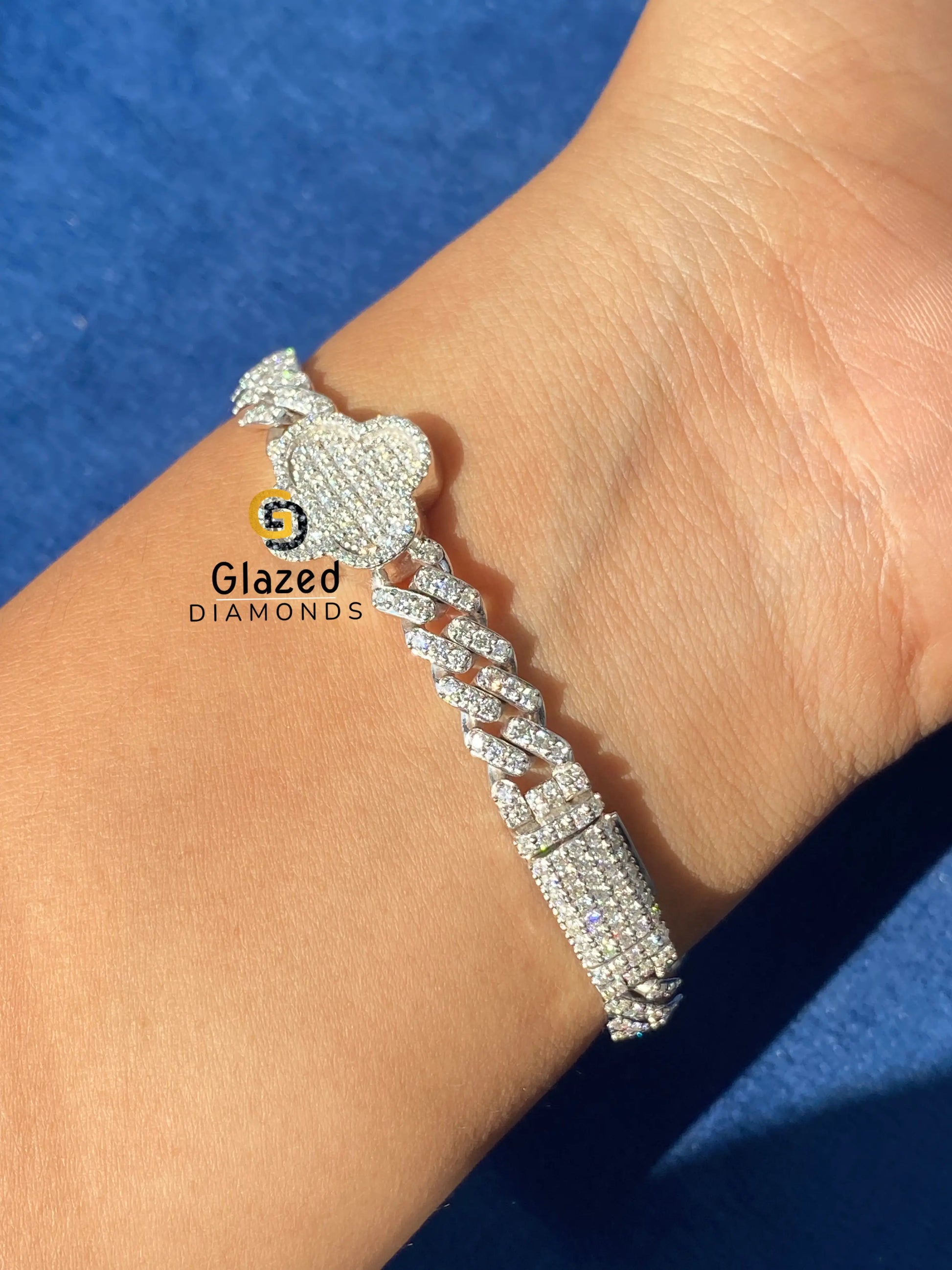 925 Silver Moissanite Cuban Clover Hip Hop Bracelet