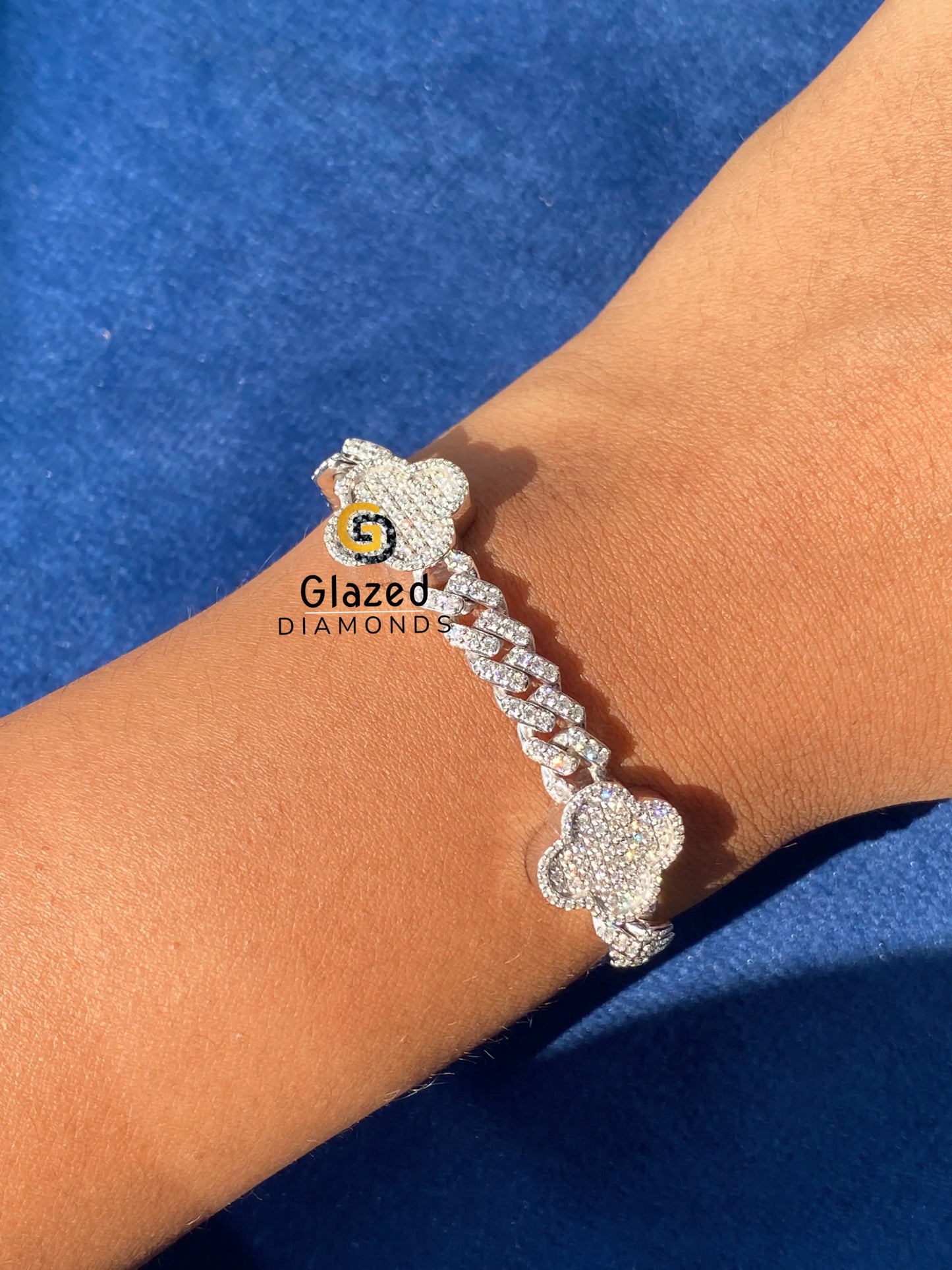 925 Silver Moissanite Cuban Link Iced Out Bust Down Bracelet