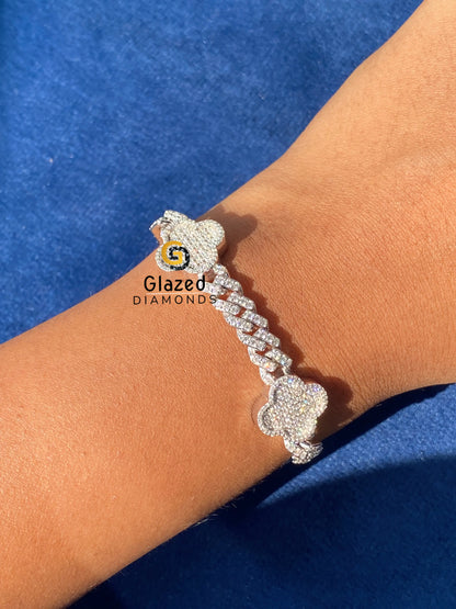 925 Silver Moissanite Cuban Link Iced Out Bust Down Bracelet