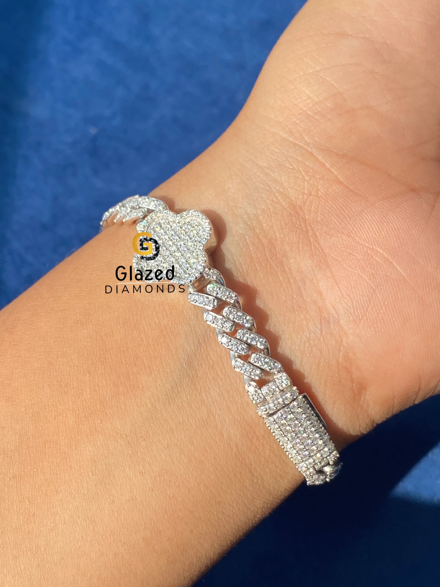 925 Silver Moissanite Cuban Link Iced Out Hip Hop Bracelet For Men