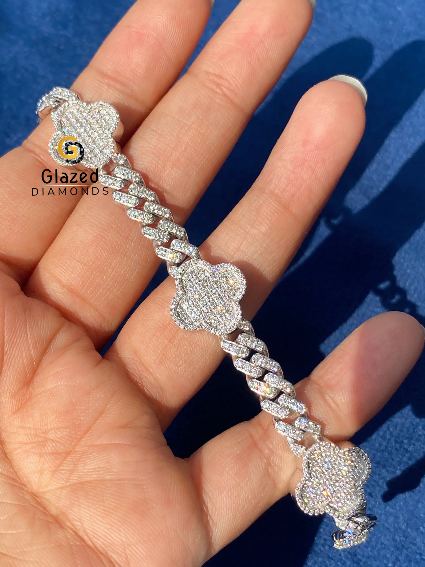 925 Silver Moissanite Cuban Link Studded Iced Out Bracelet For Men