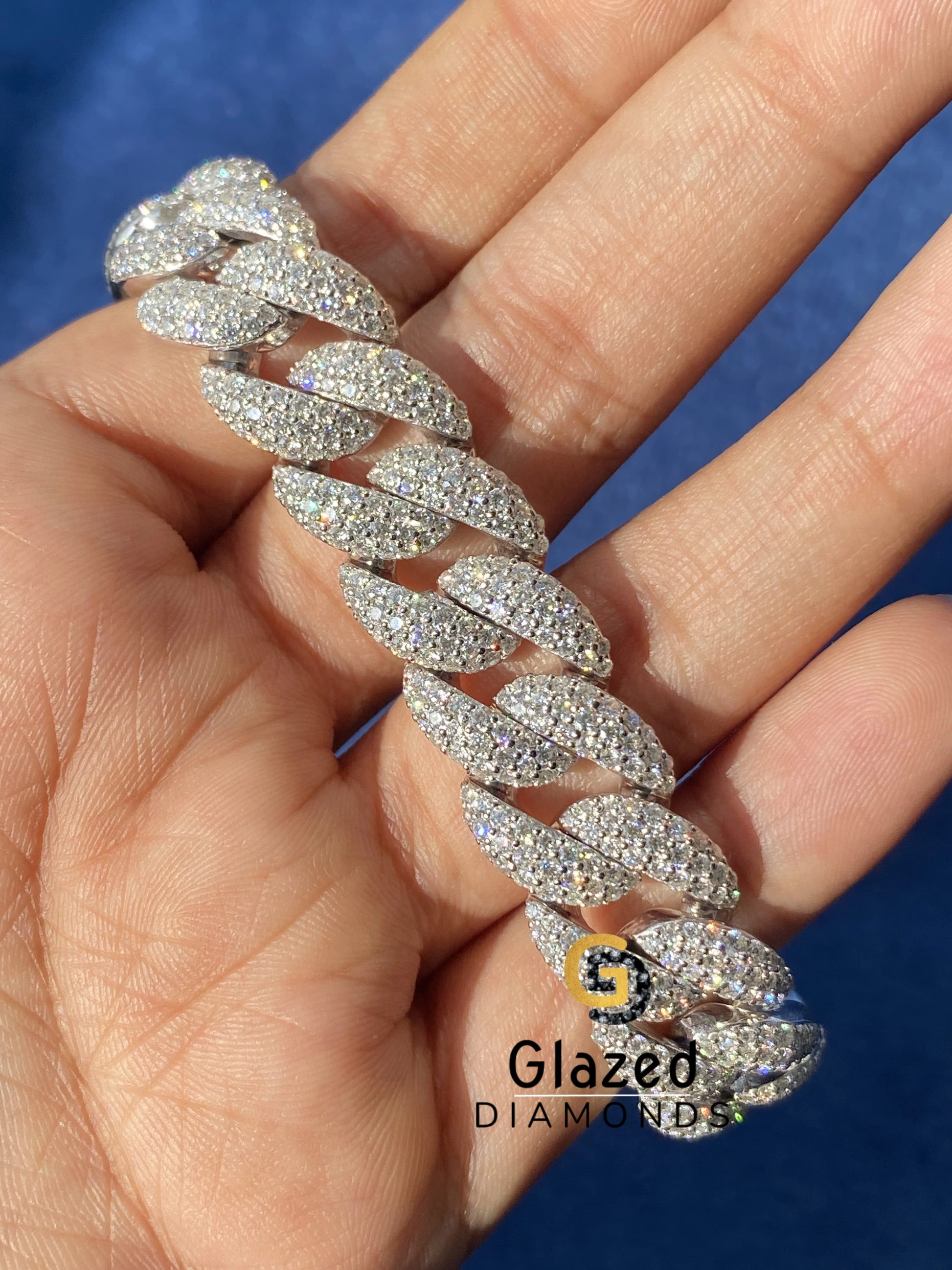 925 Silver Moissanite Cuban link Bracelet