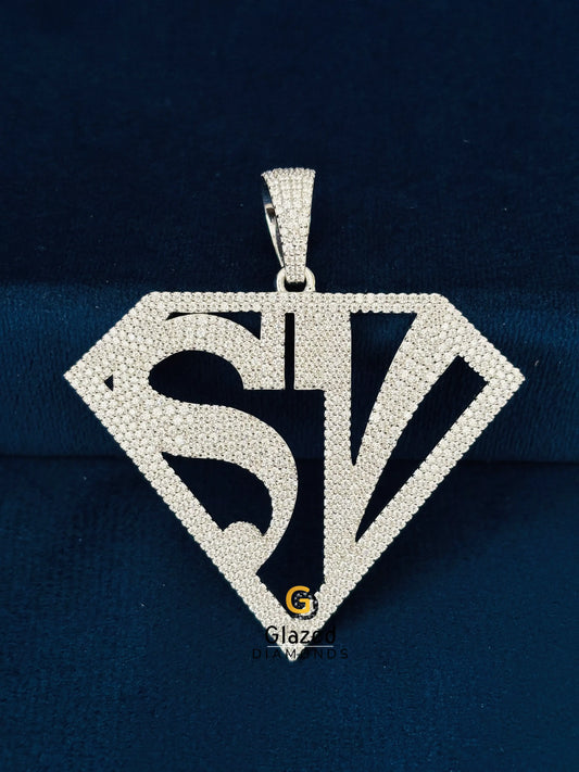 925 Silver Moissanite Custom Name SV Pendant