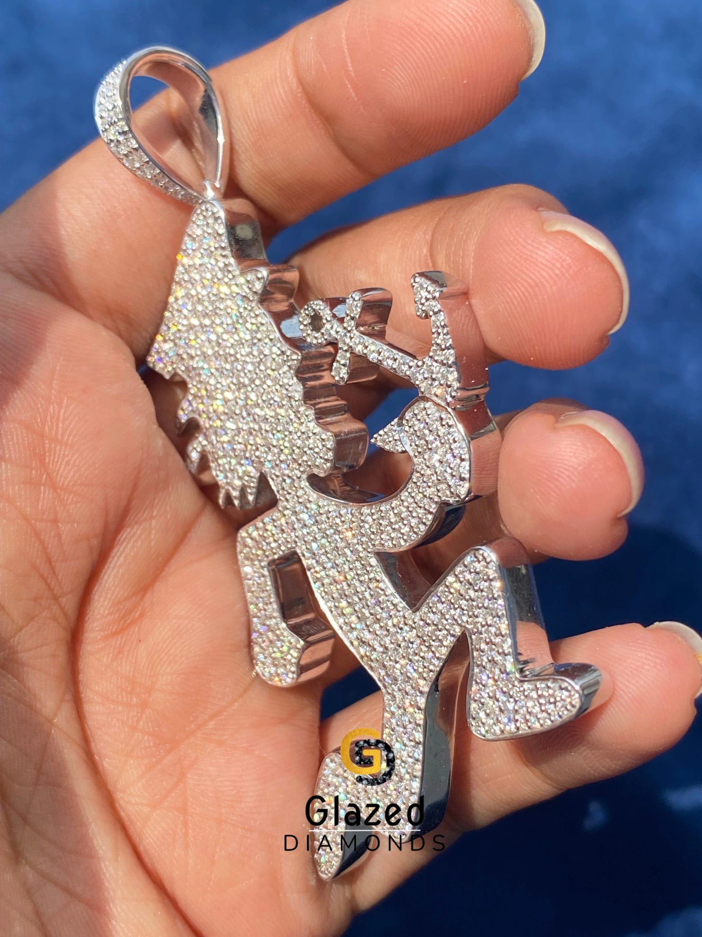 925 Silver Moissanite Fully Anchor Hatchet Man Pendant