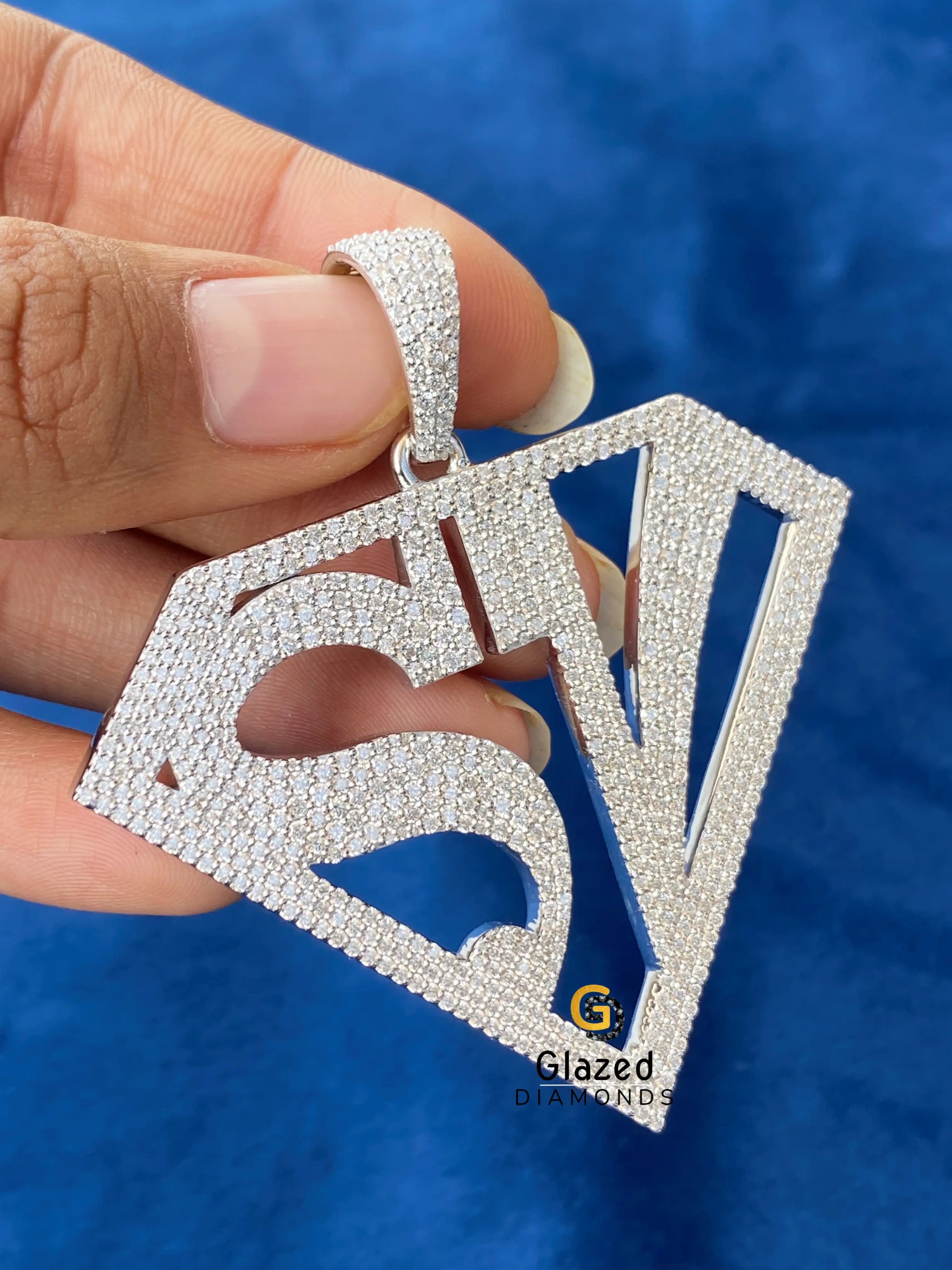 925 Silver Moissanite Iced Out Custom Logo Pendant