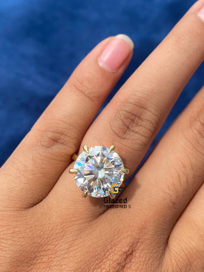 925 Silver Moissanite Iced Out Round Cut Diamond Ring