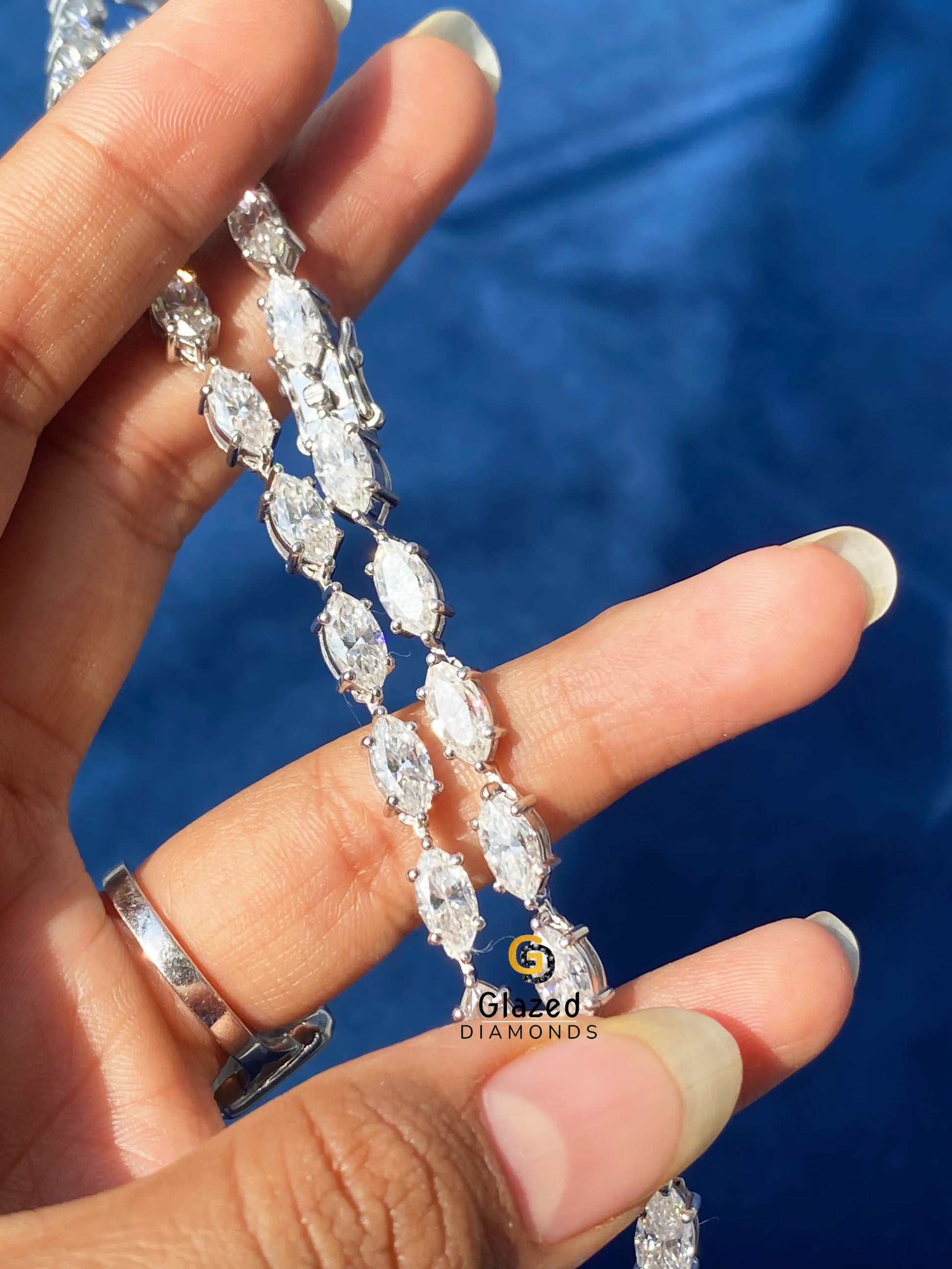 925 Silver Moissanite Marquise Cut Hip Hop Chain