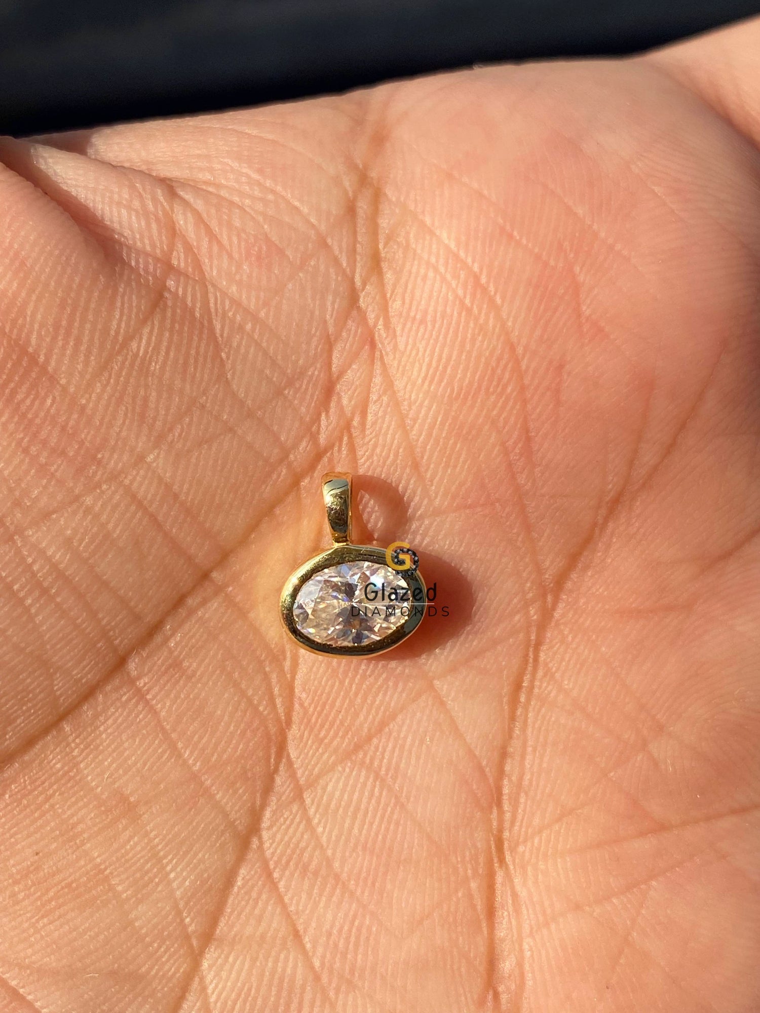 925 Silver Moissanite Oval Bezel Pendant