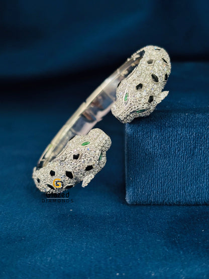925 Silver Moissanite Panther Bracelet For Men