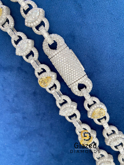 925 Silver Moissanite Pear_ Marquise Diamond Necklace