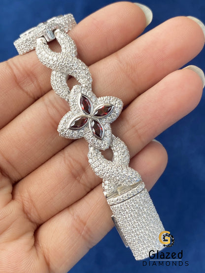 925 Silver Moissanite Red Marquise Bracelet