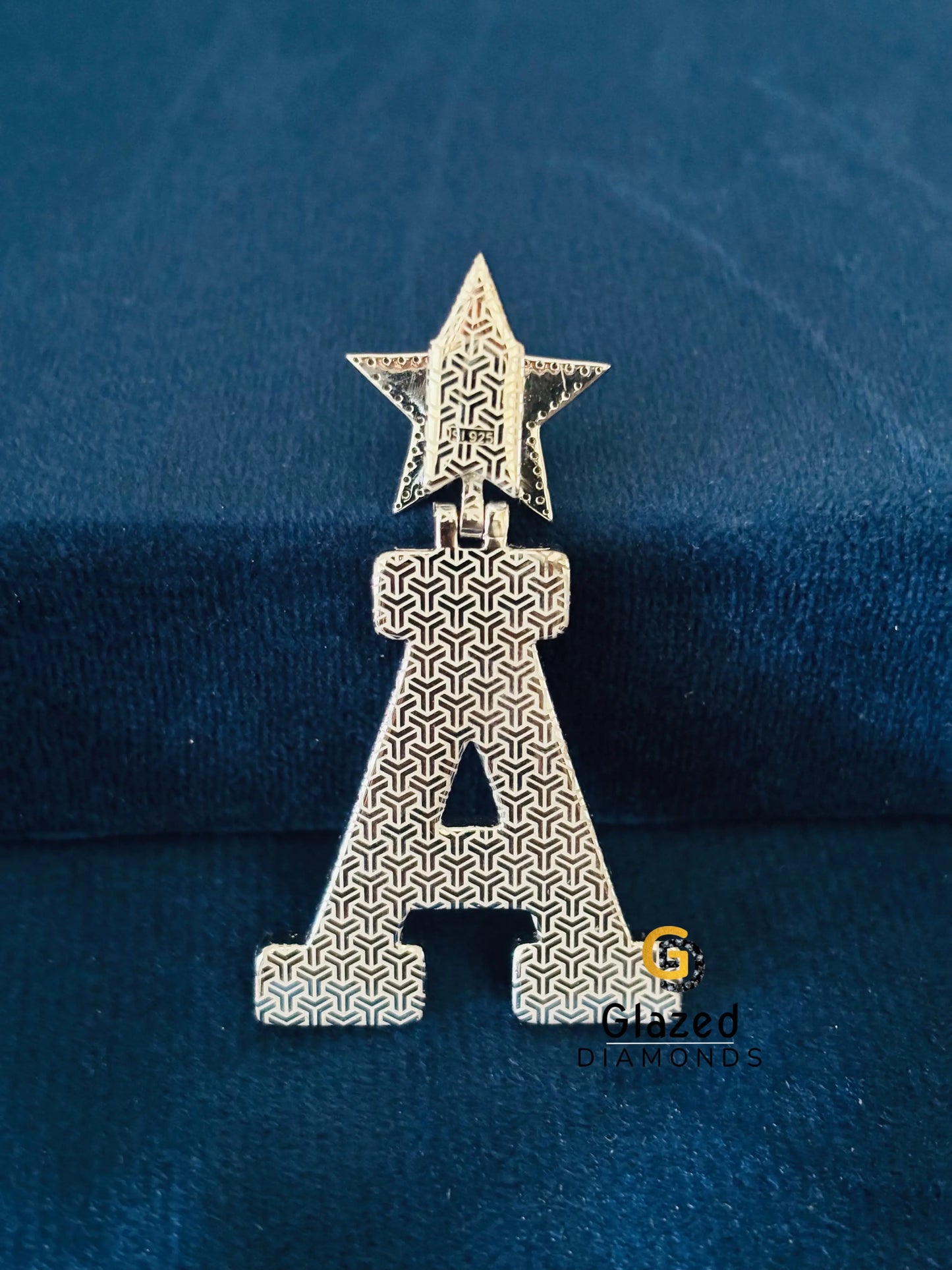 925 Silver Moissanite Star Alphabet Letter Pendant