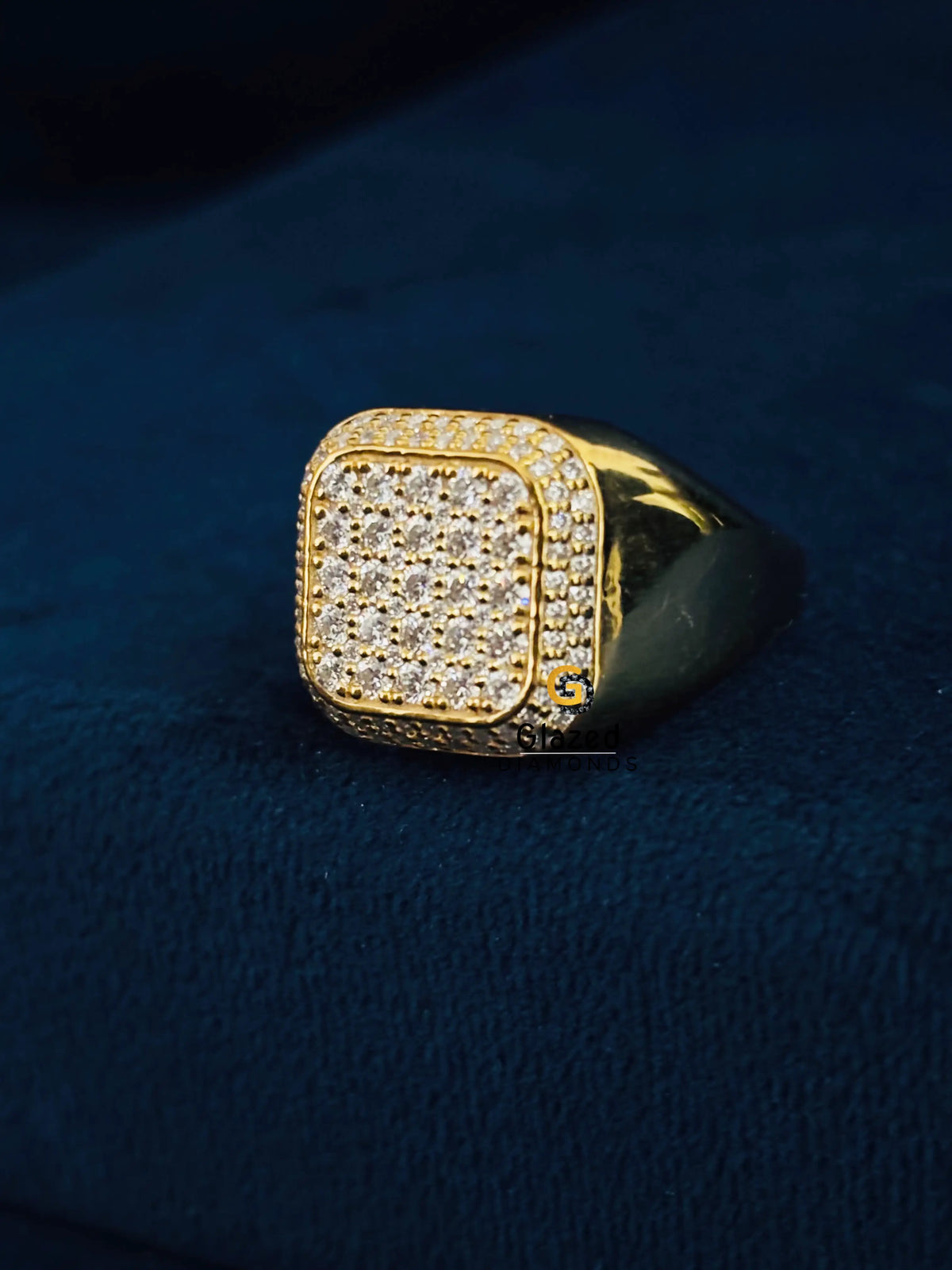 925 Silver Moissanite Studded Signet Wedding Ring For Men