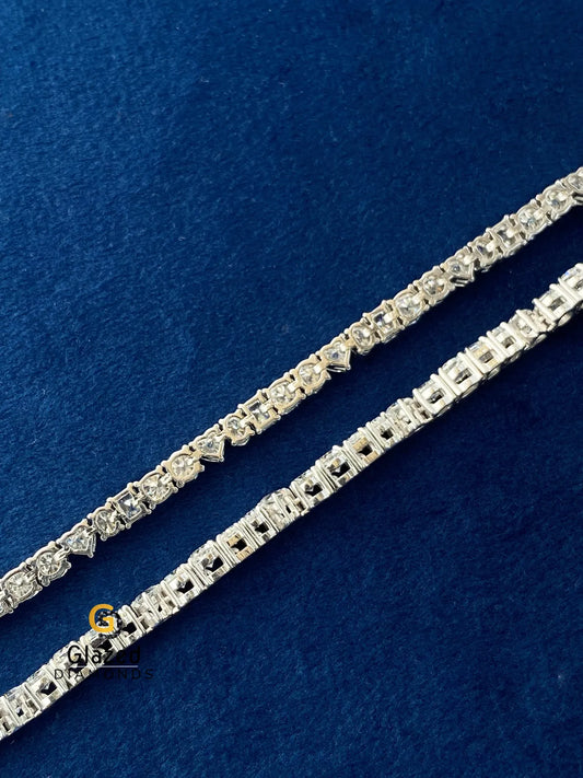 925 Silver Multistone Moissanite Diamond Studded Chain