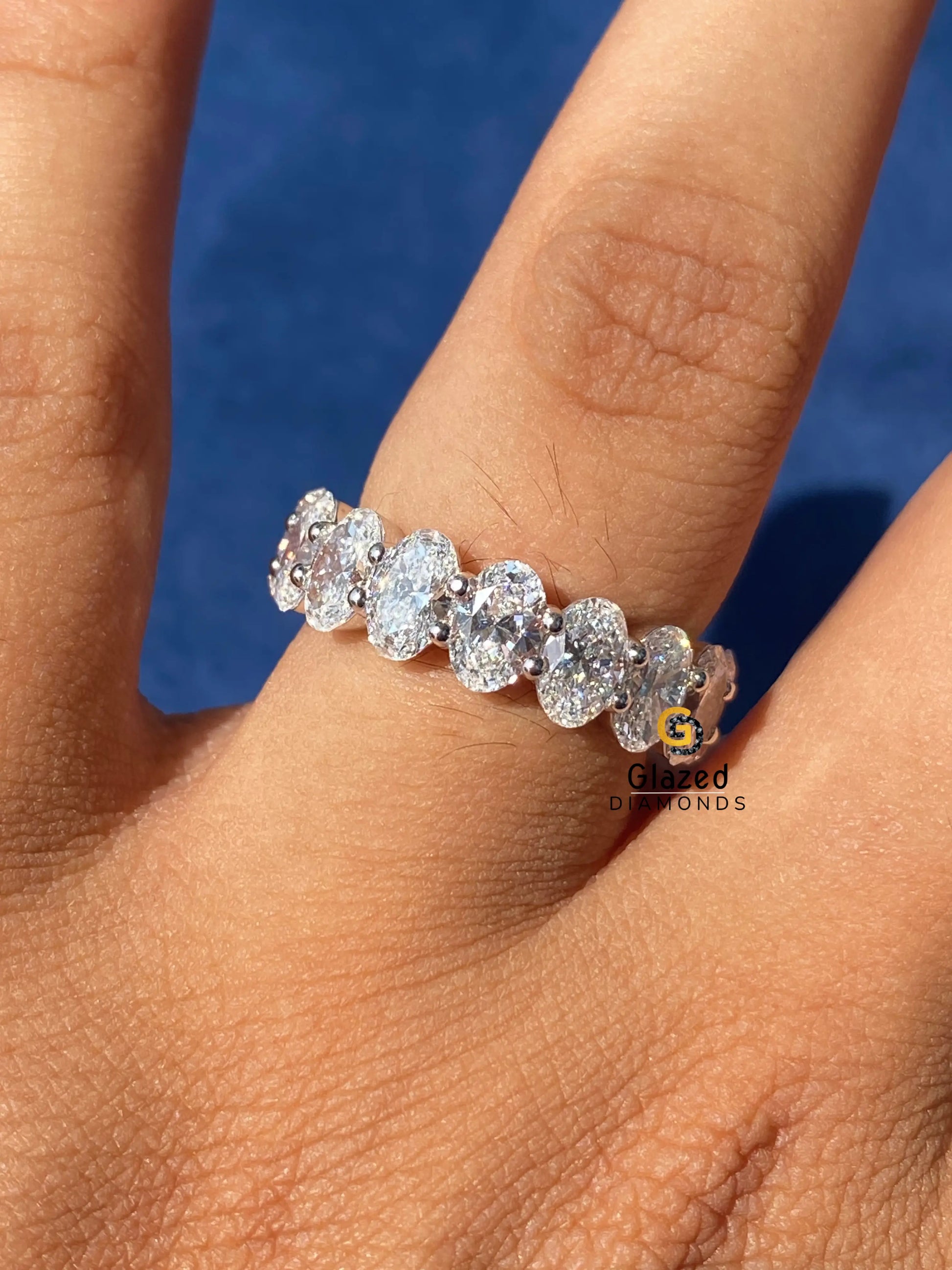 925 Silver Oval Cut Moissanite Full Eternity Band