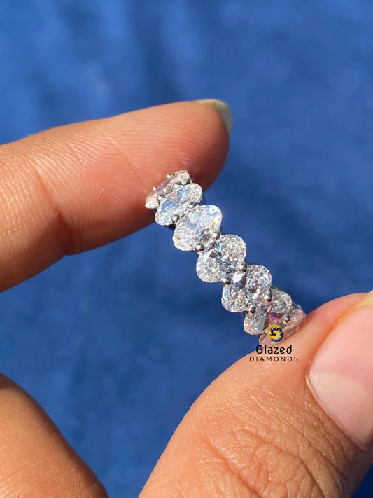 925 Silver Oval Cut Moissanite Full Eternity Band For Women