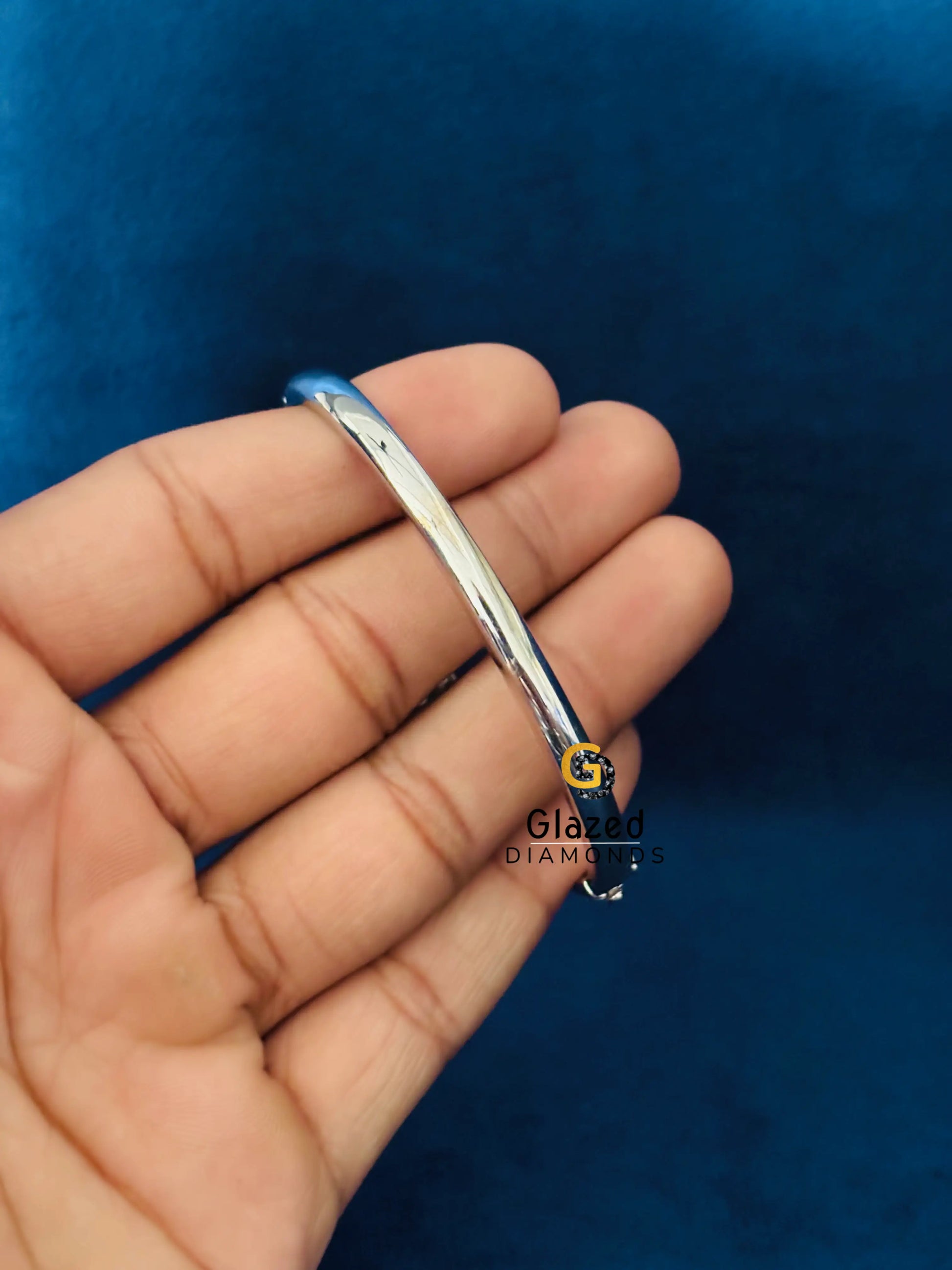 925 Silver Pear Cut Fully Studded Moissanite Bangle Bracelet