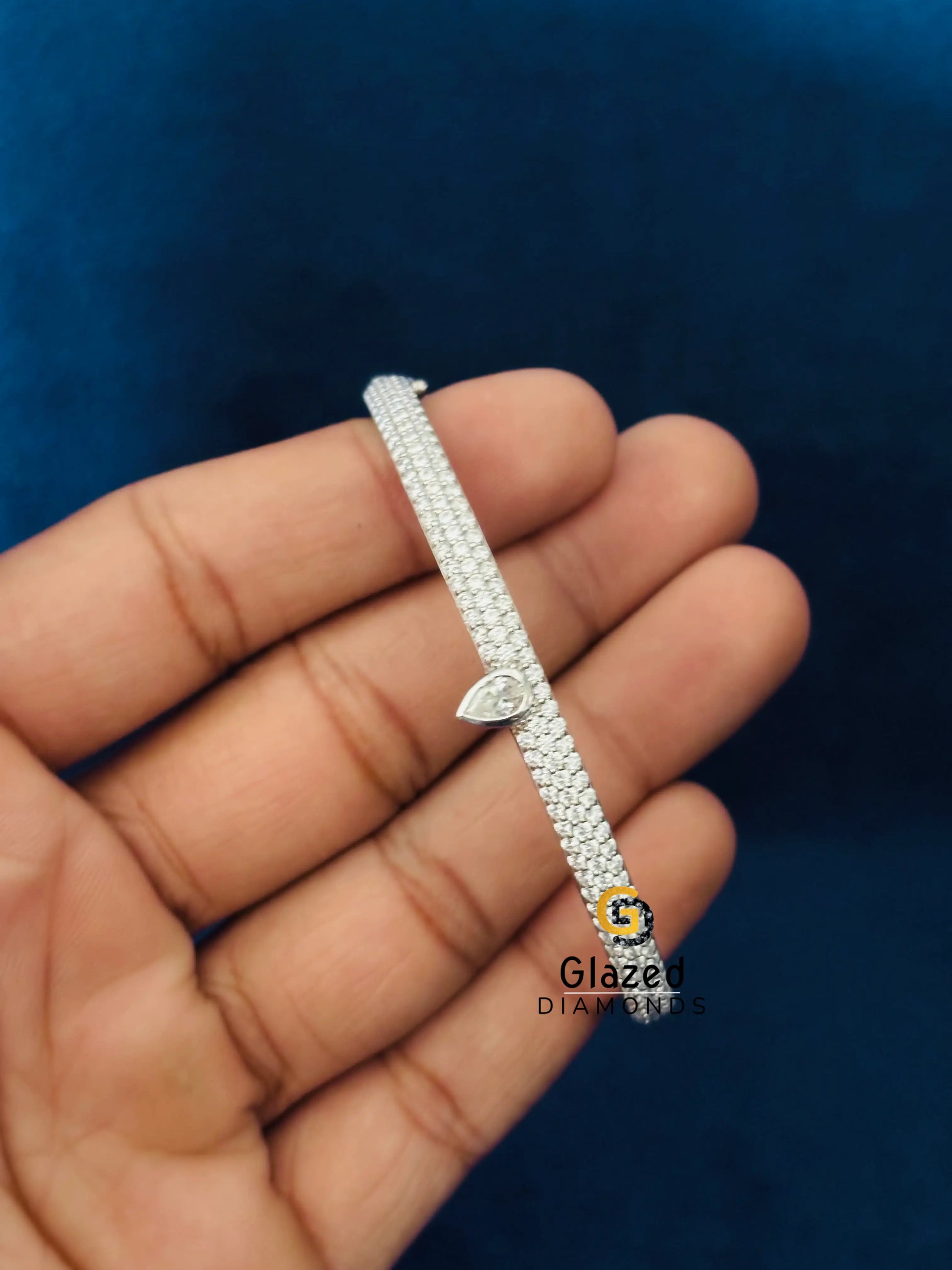 925 Silver Pear Cut Moissanite Bangle Bracelet